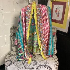 Johnny Was 100% Silk Floral Kimono Robe - new list $378.